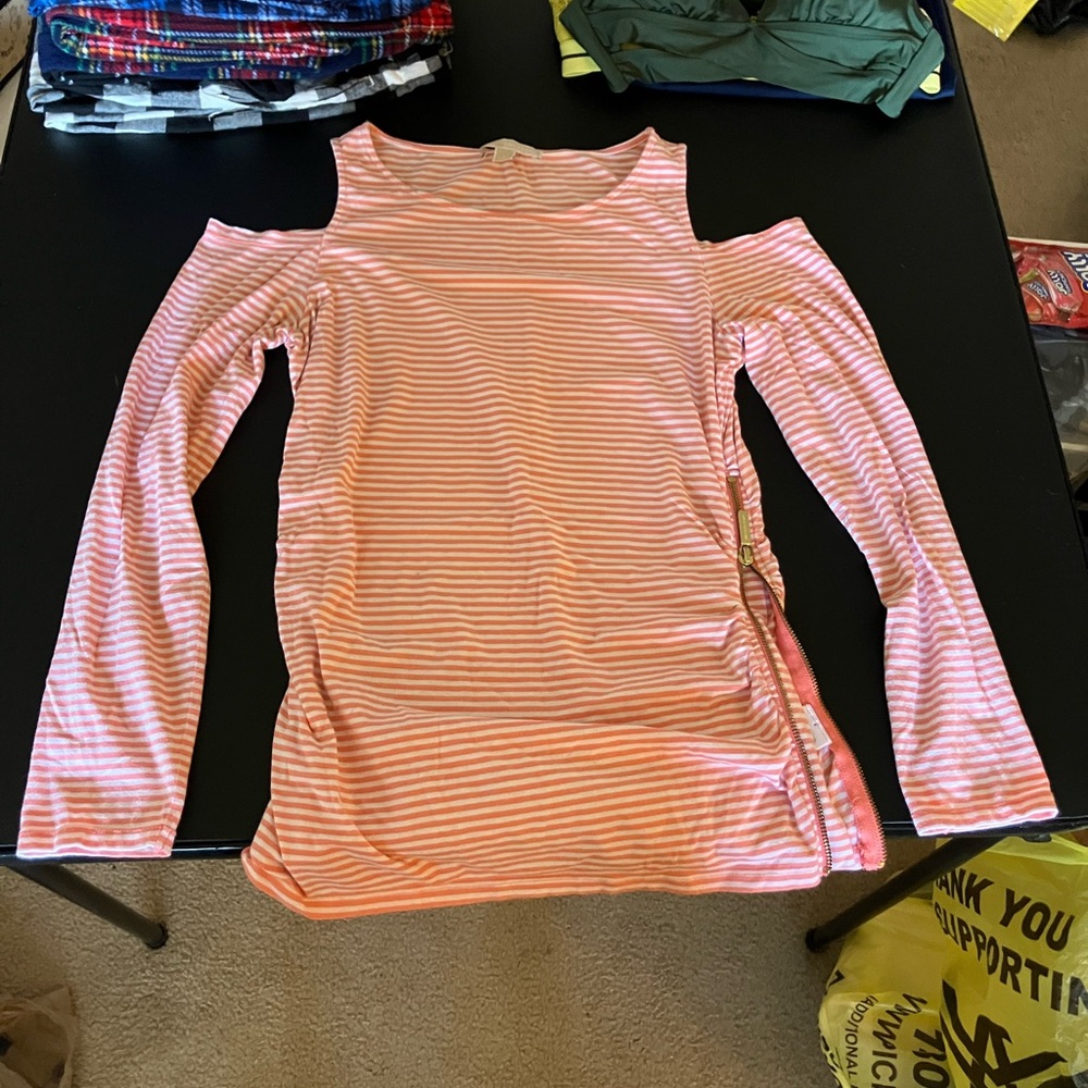 Michael Kors Pink and White Striped Top